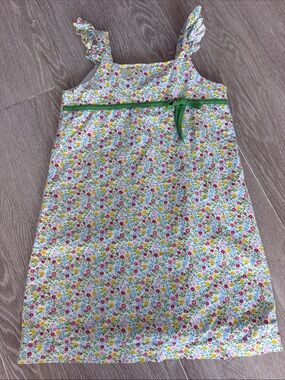 Little English Floral Sundress with Green Ribbon